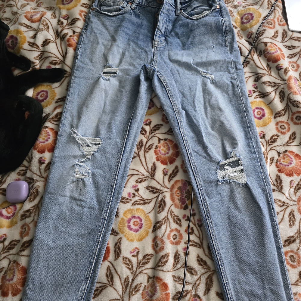 Maurices Light Blue Distressed Straight Leg Jeans